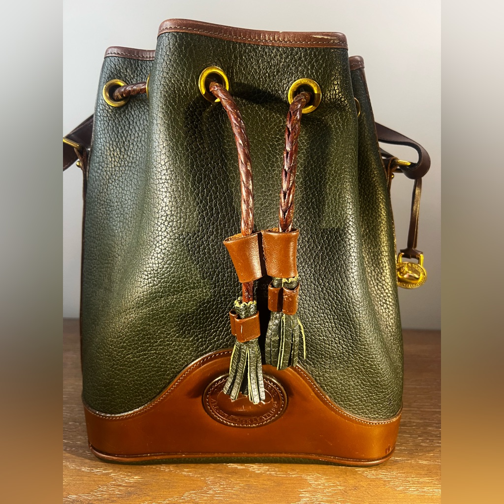 Dooney & Bourke Vintage Green Awl Drawstring With Florentine Duck Trim